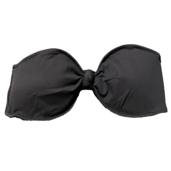 aerie Other - Aerie Black Ribbed Strapless Knot Bikini Top Size Large